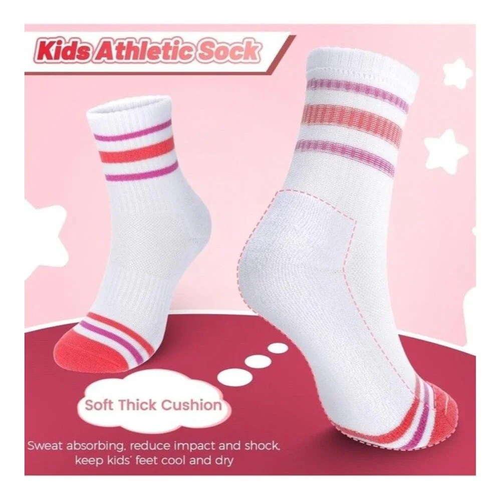 4 Pairs Kids Girls Socks Breathable Cushioned Small 4 Pairs-multicolor-2